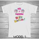 Yüksel 34 Kişiye Özel Isim Baskılı Doğum Günü T-Shirt Micro Polyester Terletmez - 001-Beyaz - 4 Yaş