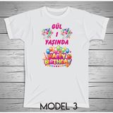 Yüksel 34 Kişiye Özel Isim Baskılı Doğum Günü T-Shirt Micro Polyester Terletmez - 00A-Beyaz - 8 Yaş