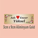 Yüksel 34 Kişiye Özel Kapı İsimliği Alüminyum Parlak Levha 3 cm x 9 cm - 1 - 3 x 9 cm