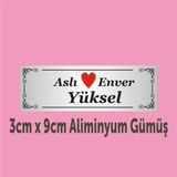 Yüksel 34 Kişiye Özel Kapı İsimliği Alüminyum Parlak Levha 3 cm x 9 cm - 11 - 3 x 9 cm