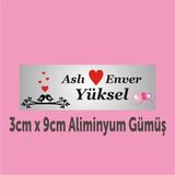 Yüksel 34 Kişiye Özel Kapı İsimliği Alüminyum Parlak Levha 3 cm x 9 cm - 12 - 3 x 9 cm