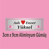 Yüksel 34 Kişiye Özel Kapı İsimliği Alüminyum Parlak Levha 3 cm x 9 cm - 5 - 3 x 9 cm