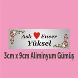 Yüksel 34 Kişiye Özel Kapı İsimliği Alüminyum Parlak Levha 3 cm x 9 cm - 6 - 3 x 9 cm