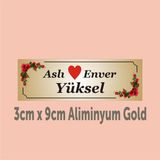 Yüksel 34 Kişiye Özel Kapı İsimliği Alüminyum Parlak Levha 3 cm x 9 cm - 7 - 3 x 9 cm