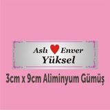Yüksel 34 Kişiye Özel Kapı İsimliği Alüminyum Parlak Levha 3 cm x 9 cm - 8 - 3 x 9 cm