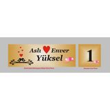 Yüksel 34 Kişiye Özel Kapı Isimliği ve Numara , Simli Gold Aliminyum Levhaya Baskı - model6