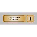 Yüksel 34 Kişiye Özel Kapı Isimliği ve Numara , Simli Gold Aliminyum Levhaya Baskı - model7