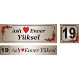 Yüksel Kişiye Özel Isim Yazılı Kapı Isimliği ,kapı Numarası , Posta Kutusu Numara Isimliği - 1 - Kahverengi - Gold