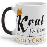 Yüksel Sihirli Kupa Kişiye Özel Isim Yazılabilir Kral Babam Temalı - Beyaz