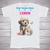 yüksel34 Çocuklara Özel Isim Baskılı Köpekli Tshirt , Micro Polyester Terletmez Kumaş