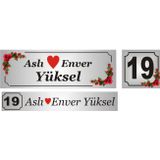 yüksel34 Gümüş Renk Kapı Isimliği, Kapı Numarası, Posta Kutusu, Isimliği ,3Lü Set Aliminyum Levha
