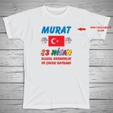 yüksel34 Kişiye Özel Isim Baskılı 23 Nisan Unisex Çocuk Tshirt, 23 Nisan Tshirt, Micro Polyester Terletmez
