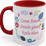 yüksel34 Kişiye Özel Isim Baskılı Içi Sapı Kırmızı Kupa Bardak ,Anneler Günü Bardak ,Anneler Günü Hediyesi