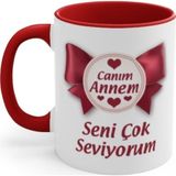 yüksel34 Kişiye Özel İsim Baskılı İçi Sapı Kırmızı Kupa Bardak