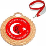 yüksel34 Kişiye Özel Isim Baskılı Istiklal Marşı Okuma 1.Si Altın Renkli Madalya