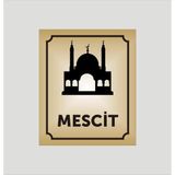 yüksel34 Mescit Yazılı Kapı Levhası 10*12 Cm Alüminyum Gold Levha