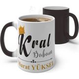 yüksel34 Sihirli Siyah Bardak Kişiye Özel Isim Yazılabilir Kral Babam Seramik Bardağı