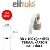Yükseloğlu Store Elitrulo Termal Karton Raf Etiketi 38MM x 100MM Çentikli 350 Adet Beyaz Renk