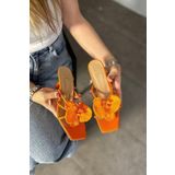 Yula Fashion Shoes Flower Orkide Çiçekli Topuklu Ayakkabı 7cm