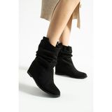 Yula Fashion Shoes Kadın Körüklü Gizli Topuk Çizme (9cm) Siyah