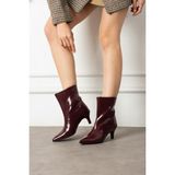 Yula Fashion Shoes Kısa Kırışık Rugan Topuklu Çizme (5cm) Bej