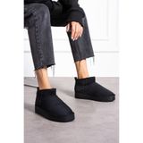 Yula Fashion Shoes Mini Siyah Süet Içi Kürklü Kalın Taban Kadın Bot