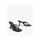 Yula Fashion Shoes Vera Kadın İnce Bantlı Küt Burun Parmak Arası Topuklu Terlik