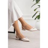Yula Fashion Shoes Yonca Figürlü Düğün Nişan Kına Kadın Kısa Topuklu Lastikli Babet (36-45 Numaralar)