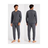 yula store AYSUN TEKSTİL Erkek Büyük Beden Rahat Kalıp V Yaka Pijama Takımı %100 Pamuk Mevsimlik Pijama
