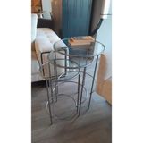Yulu Meri Yuvarlak 3'lü Zigon Yan Sehpa Gümüş Silver