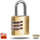 YUMA ŞİFRELİ ASMA KİLİT 30 MM PİRİNÇ GÖVDE