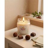 Yümanın Yumağı Çikolata Kokulu %100 Soya Wax 100CC Kapaklı Cam Kavanoz Mum - Beyaz