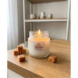 Yümanın Yumağı Karamel Kokulu %100 Soya Wax 100CC Kapaklı Cam Kavanoz Mum - Beyaz