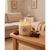 Yümanın Yumağı Tarçın Kokulu %100 Soya Wax 100CC Kapaklı Cam Kavanoz Mum - Beyaz