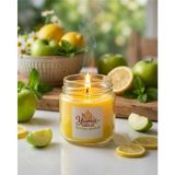 Yümanın Yumağı Yeşil Elma ve Limon Kokulu %100 Soya Wax 100CC Kapaklı Cam Kavanoz Mum - Sarı
