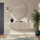 Yumedi Design DA1204BT - Tarçın Dresuar , Antre Hol Rafı, Duvara Montaj Tv Sehpası 120CM Beyaz- Traverten