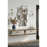 Yumedi Design DA1206BG - Kerem Dresuar , Antre Hol Rafı, Duvara Montaj Tv Sehpası 120CM Beyaz- Gold - Beyaz - Altın