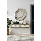 Yumedi Design DA1206DBG - Kerem Dresuar , Antre Hol Rafı, Duvara Montaj Tv Sehpası 120CM Safirmeşe- Beyaz- Gold - Safir Meşe - Beyaz