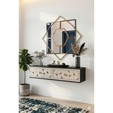 Yumedi Design DA1207ATS - Rabbit Dresuar , Antre Hol Rafı, Duvara Montaj Tv Sehpası 120CM Antrasit- Traverten- Silver - Antrasit - Naturel