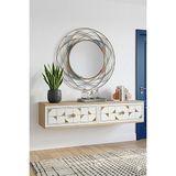 Yumedi Design DA1207DBG - Rabbit Dresuar , Antre Hol Rafı, Duvara Montaj Tv Sehpası 120CM Safirmeşe- Beyaz- Gold - Safir Meşe - Beyaz
