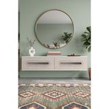 Yumedi Design DA1220BTS - Ethema Dresuar , Antre Hol Rafı, Duvara Montaj Tv Sehpası 120CM Beyaz-Traverten-Silver