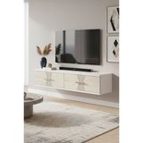 Yumedi Design DA1232BT - Merve Dresuar , Antre Hol Rafı, Duvara Montaj Tv Sehpası 120CM Beyaz-Traverten