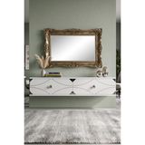 Yumedi Design DA1297 - Elifa Dresuar , Antre Hol Rafı, Duvara Montaj Tv Sehpası 120CM - Beyaz - Gümüş