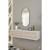 Yumedi Design DA1299BT - Didema Dresuar , Antre Hol Rafı, Duvara Montaj Tv Sehpası 120CM Beyaz-Traverten