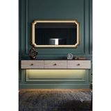 Yumedi Design DAL1801AT - Ledli Miko Dresuar , Antre Hol Rafı, Duvara Montaj Tv Sehpası 180CM Antrasit-Traverten - Antrasit - Traverten - Gold