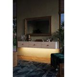 Yumedi Design DAL1801BT - Ledli Miko Dresuar , Antre Hol Rafı, Duvara Montaj Tv Sehpası 180CM Beyaz-Traverten