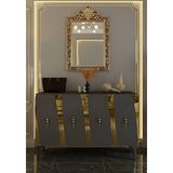 Yumedi Design KA1213AG - Başarı Konsol, Tv Sehpası, Çok Amaçlı Dolap ve Kahve Köşesi 120CM Antrasit-Gold - Antrasit - Altın