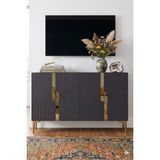 Yumedi Design KA1228 - Meba Konsol, Tv Sehpası, Çok Amaçlı Dolap ve Kahve Köşesi 120CM - Antrasit - Altın