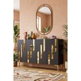 Yumedi Design KA1229AG - Gökmen Konsol, Tv Sehpası, Çok Amaçlı Dolap ve Kahve Köşesi 120CM Antrasit-Gold - Antrasit - Altın