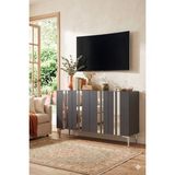 Yumedi Design KA1230AS - Sofia Konsol, Tv Sehpası, Çok Amaçlı Dolap ve Kahve Köşesi 120CM Antrasit-Silver - Antrasit - Gümüş